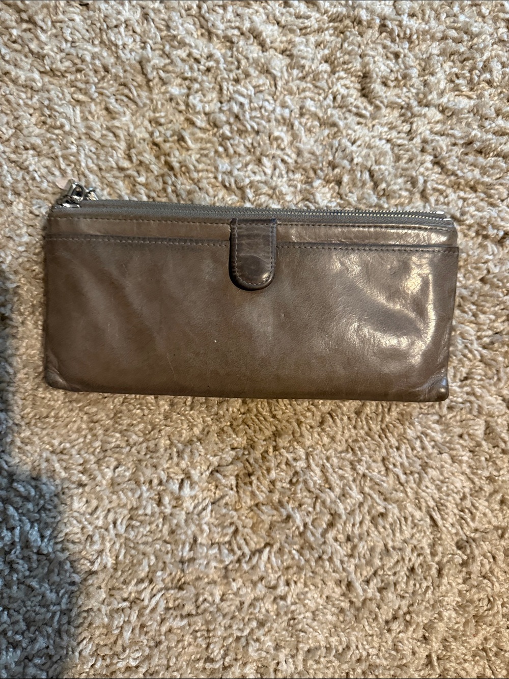 Women's Brown Leather Zip Wallet Clutch